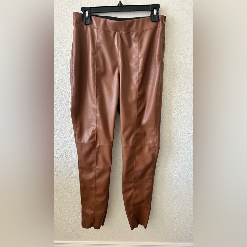 Nordstrom know. one. cares. Faux‎ Leather Brown Ankle Length Pants SZ M
